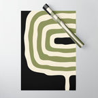 Abstract Geometric Rings 234 Black Olive Green and Beige Wrapping Paper Gallery Image 1