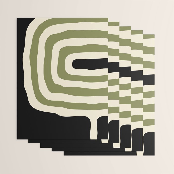 Abstract Geometric Rings 234 Black Olive Green and Beige Wrapping Paper Gallery Image 3