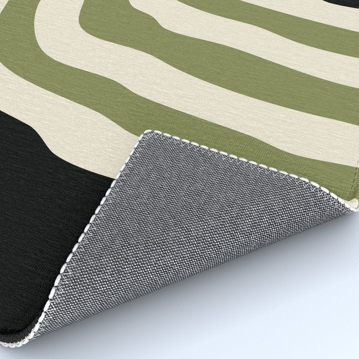 Abstract Geometric Rings 234 Black Olive Green and Beige Rug Gallery Image 4