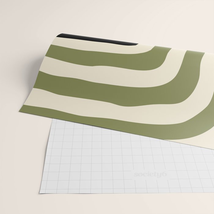 Abstract Geometric Rings 234 Black Olive Green and Beige Wrapping Paper Gallery Image 2