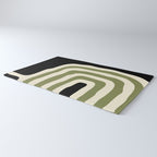 Abstract Geometric Rings 234 Black Olive Green and Beige Rug Gallery Image 3