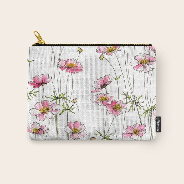 Pink Cosmos Flowers Carry All Pouch Gallery Image 1