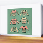 Christmas Sweaters - Vintage Blush Mint Palette Wall Mural Gallery Image 2