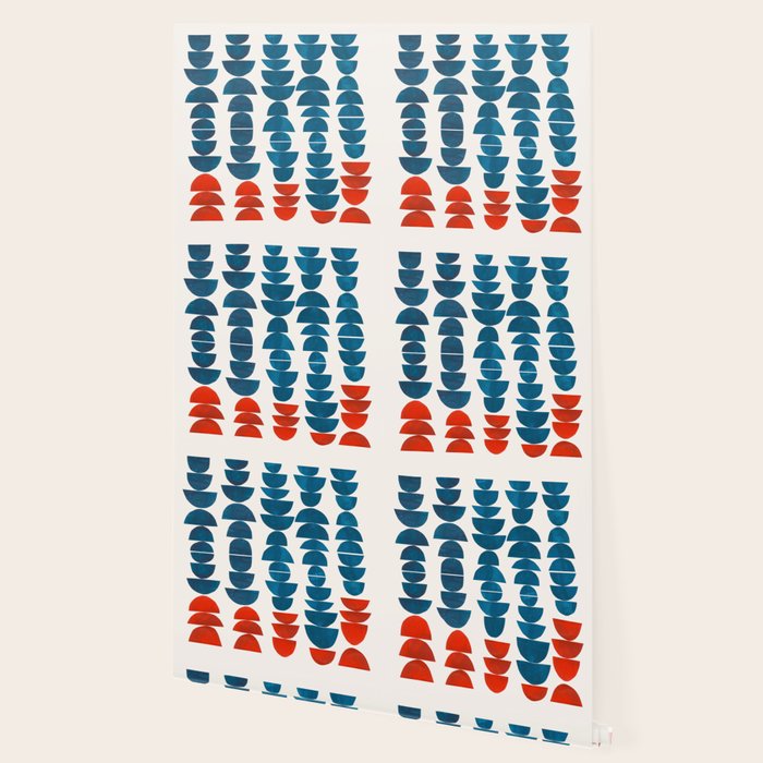 Teal Jewels Minimalist Minimal Abstract Mid Century Modern Paper Collage Shapes Wallpaper Gallery Image 2