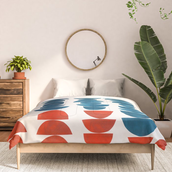 Teal Jewels Minimalist Minimal Abstract Mid Century Modern Paper Collage Shapes Comforter Gallery Image 3