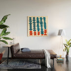 Teal Jewels Minimalist Minimal Abstract Mid Century Modern Paper Collage Shapes Wood Wall Art Gallery Image 2