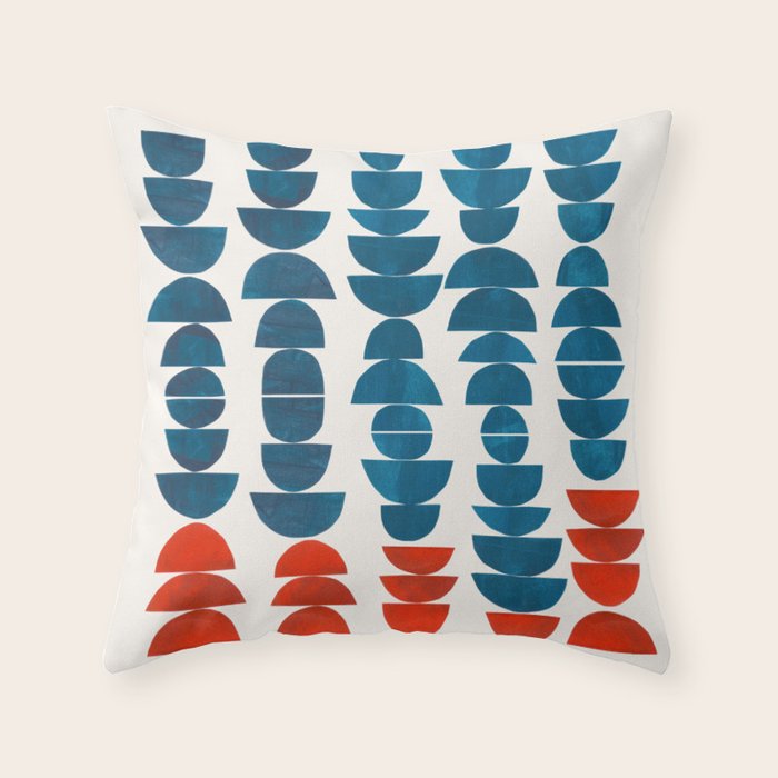 Teal Jewels Minimalist Minimal Abstract Mid Century Modern Paper Collage Shapes Throw Pillow Gallery Image 6