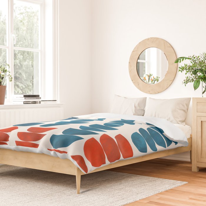 Teal Jewels Minimalist Minimal Abstract Mid Century Modern Paper Collage Shapes Duvet Cover Gallery Image 2
