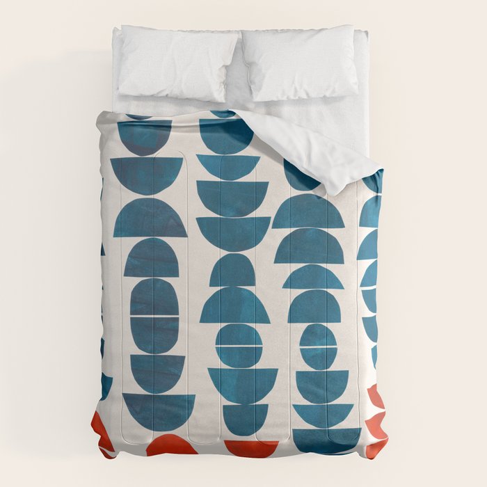 Teal Jewels Minimalist Minimal Abstract Mid Century Modern Paper Collage Shapes Comforter Gallery Image 6
