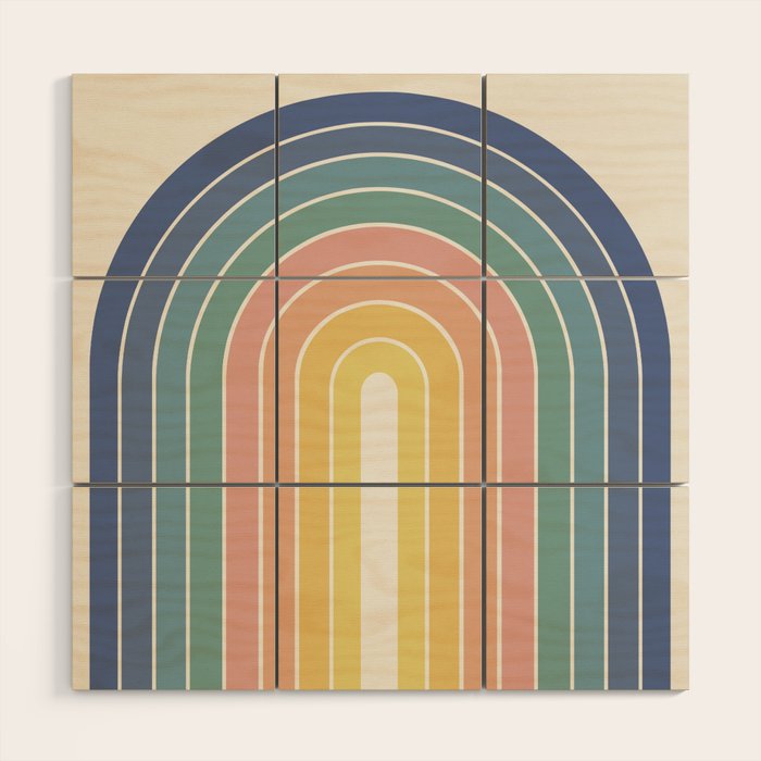 Gradient Arch XX Retro Mid Century Modern Rainbow Wood Wall Art Gallery Image 1