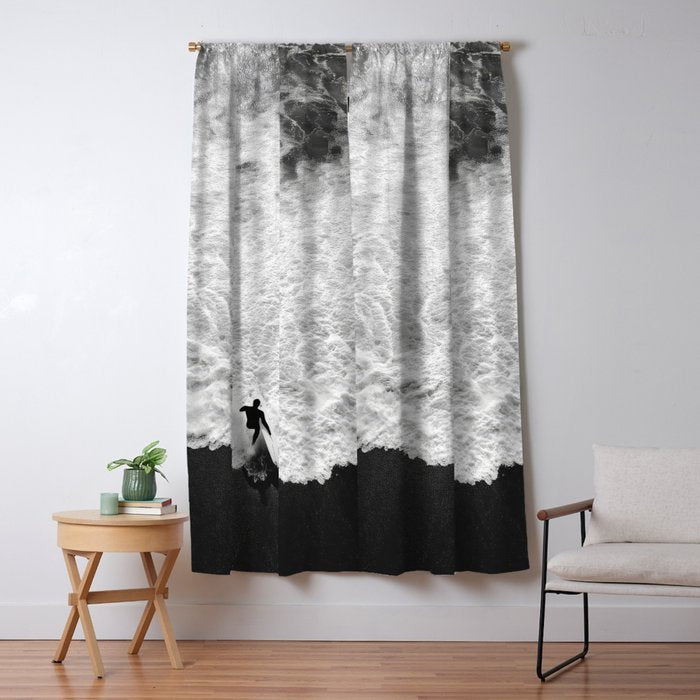 Surfer and Shore - Aerial Ocean Fine Art Print Window Curtain Gallery Image 5