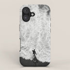 Surfer and Shore - Aerial Ocean Fine Art Print iPhone Case Gallery Image 1