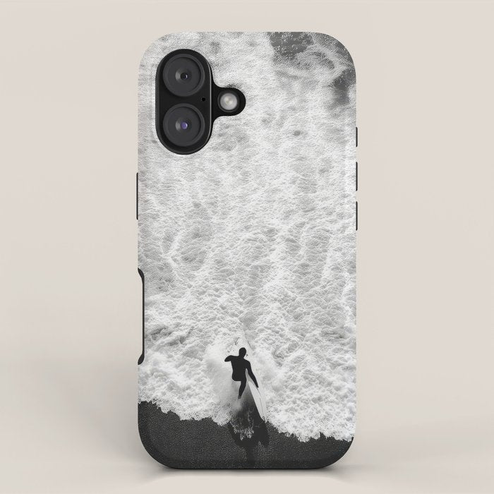 Surfer and Shore - Aerial Ocean Fine Art Print iPhone Case Gallery Image 1