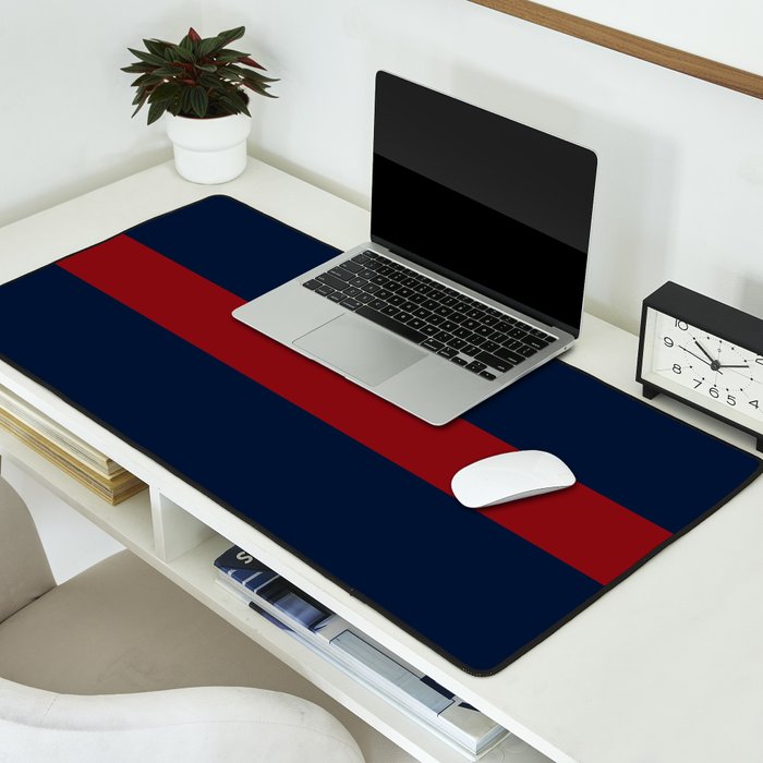 Navy Red Horizontal Bar Desk Mat Gallery Image 2
