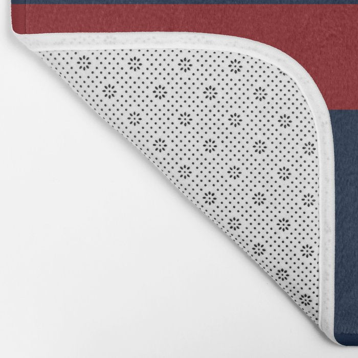 Navy Red Horizontal Bar Bath Mat Gallery Image 2