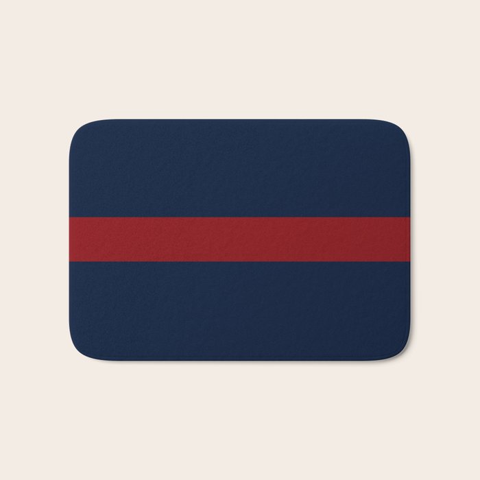 Navy Red Horizontal Bar Bath Mat Gallery Image 1