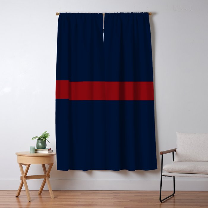 Navy Red Horizontal Bar Window Curtain Gallery Image 5