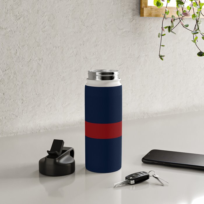 Navy Red Horizontal Bar Water Bottle Gallery Image 4