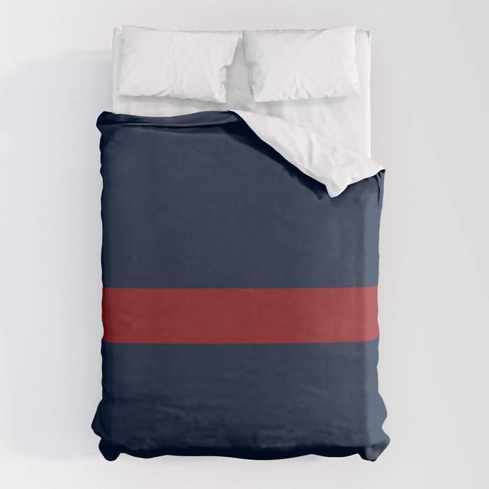 Navy Red Horizontal Bar Duvet Cover Gallery Image 6