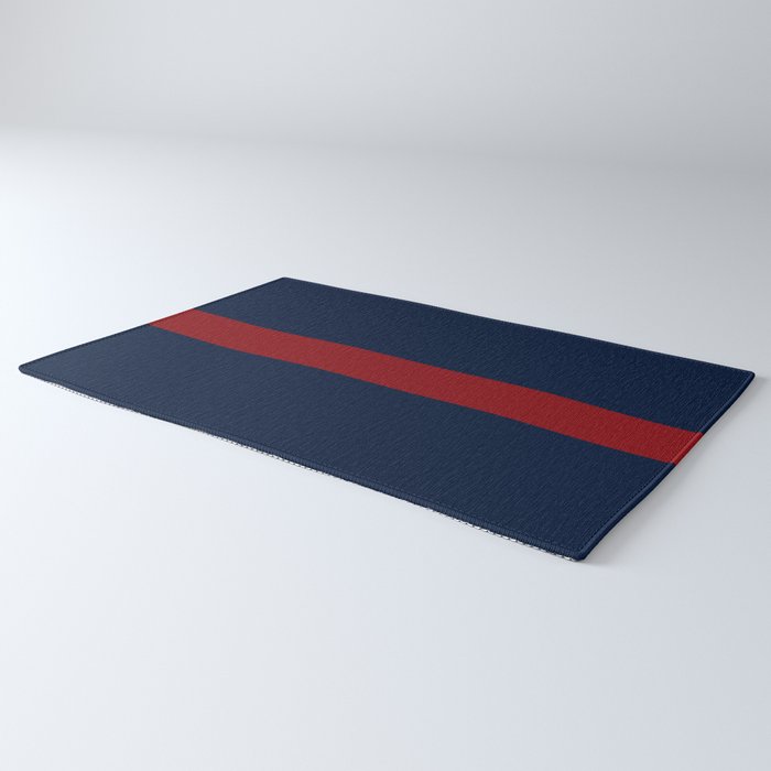Navy Red Horizontal Bar Rug Gallery Image 3