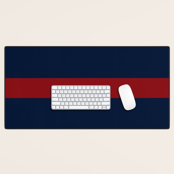 Navy Red Horizontal Bar Desk Mat Gallery Image 1