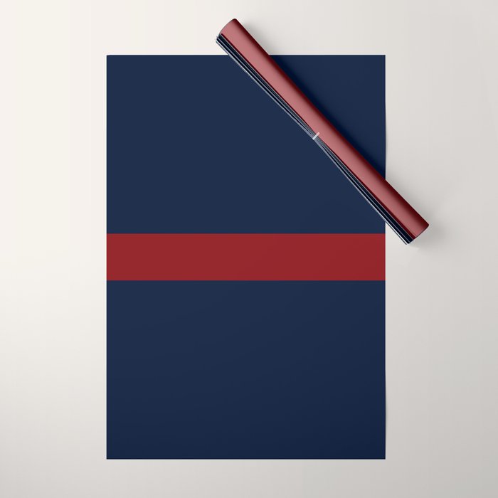 Navy Red Horizontal Bar Wrapping Paper Gallery Image 1