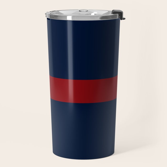 Navy Red Horizontal Bar Travel Mug Gallery Image 2