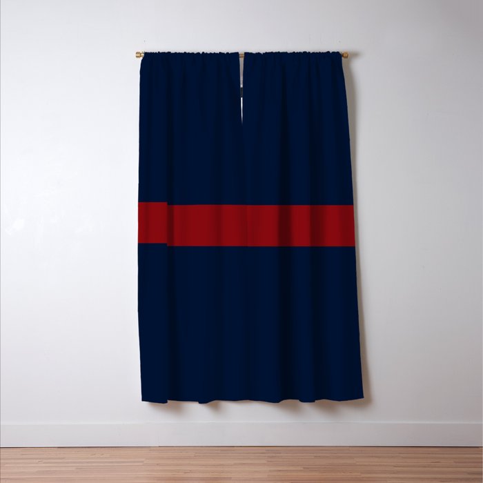 Navy Red Horizontal Bar Window Curtain Gallery Image 3