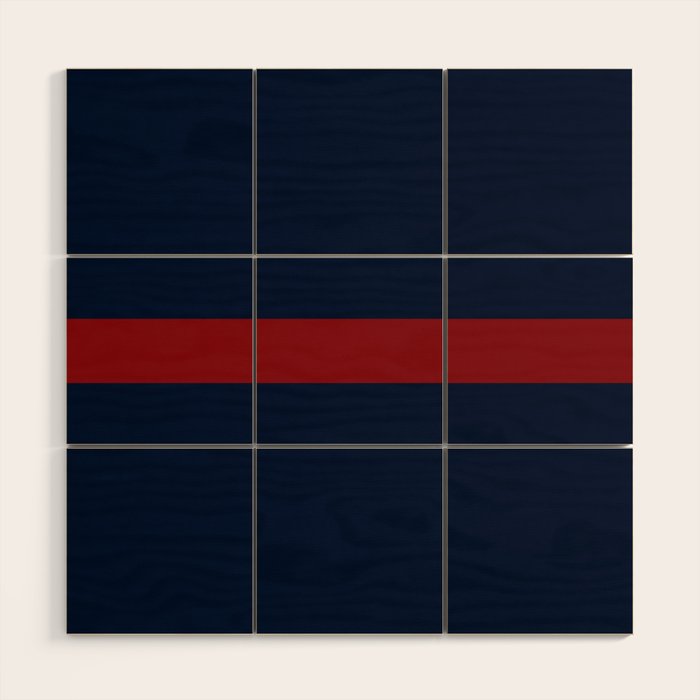 Navy Red Horizontal Bar Wood Wall Art Gallery Image 1