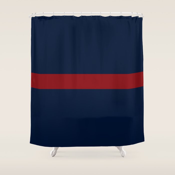 Navy Red Horizontal Bar Shower Curtain Gallery Image 1