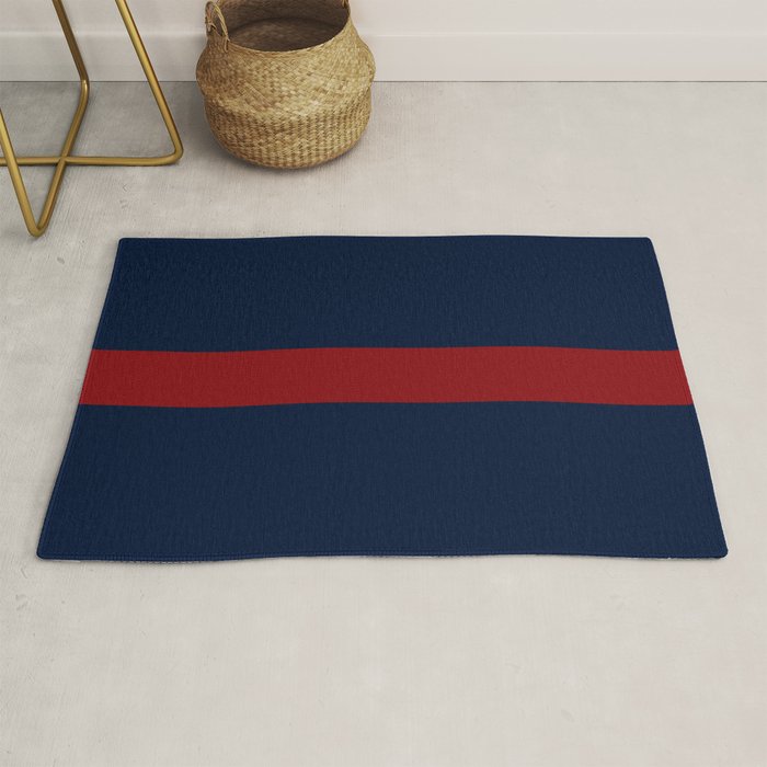 Navy Red Horizontal Bar Rug Gallery Image 1