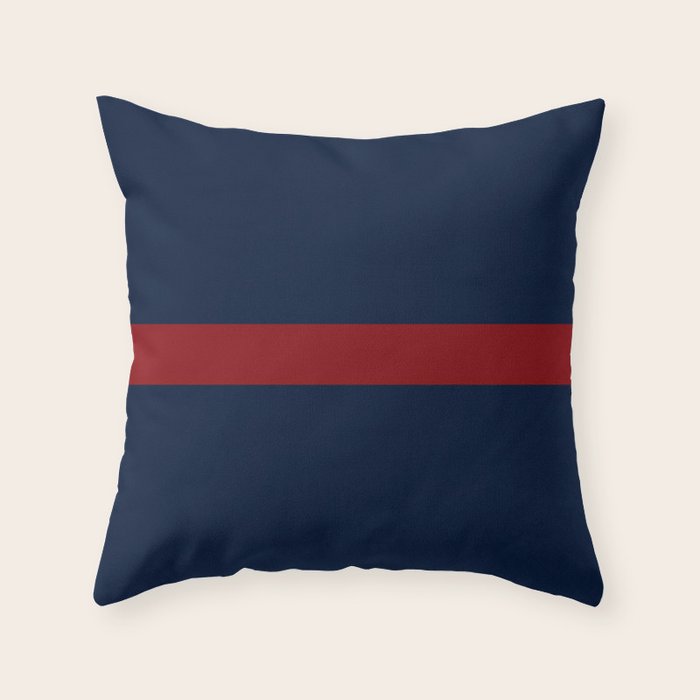 Navy Red Horizontal Bar Throw Pillow Gallery Image 6