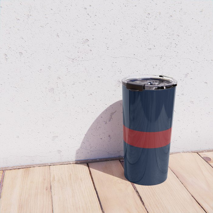 Navy Red Horizontal Bar Travel Mug Gallery Image 4