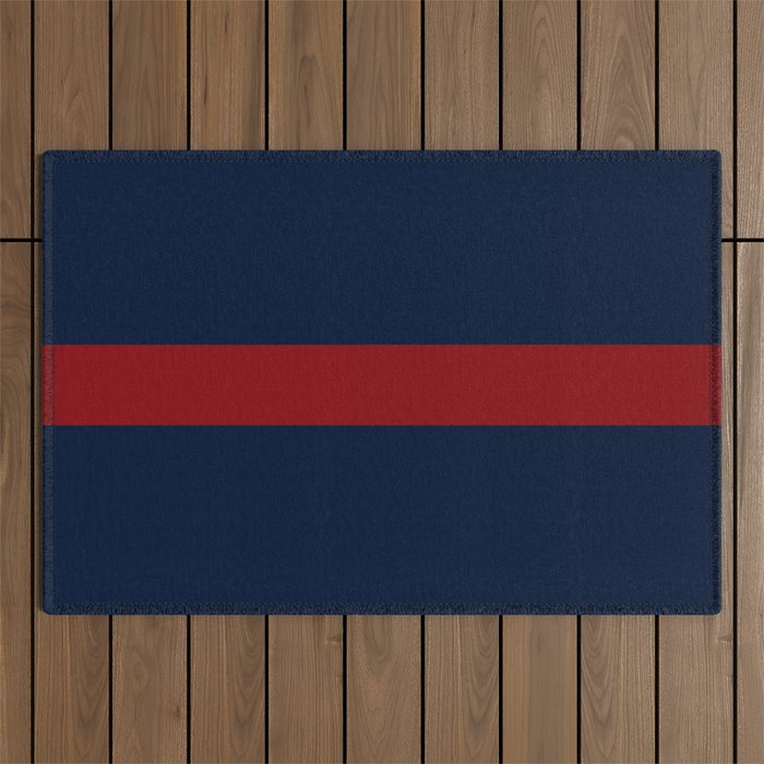 Navy Red Horizontal Bar Outdoor Rug Gallery Image 1