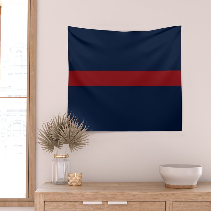 Navy Red Horizontal Bar Wall Tapestry Gallery Image 2