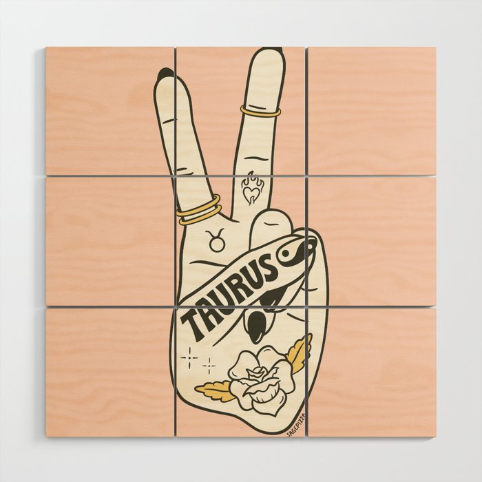 TAURUS (PEACE SIGN COLLECTION) Wood Wall Art Gallery Image 1