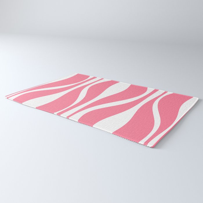Mid Century Modern Abstract Lounge Pattern in Pink and White Rug Gallery Image 3