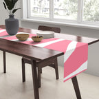 Mid Century Modern Abstract Lounge Pattern in Pink and White Table Runner Gallery Image 2