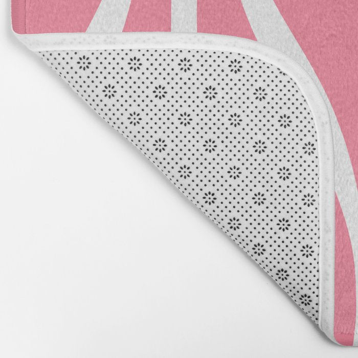Mid Century Modern Abstract Lounge Pattern in Pink and White Bath Mat Gallery Image 2