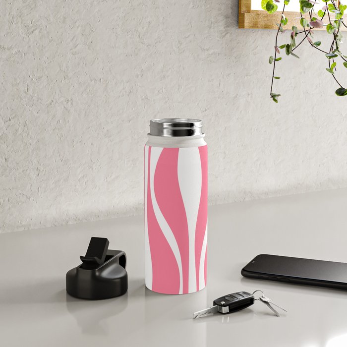 Mid Century Modern Abstract Lounge Pattern in Pink and White Water Bottle Gallery Image 4