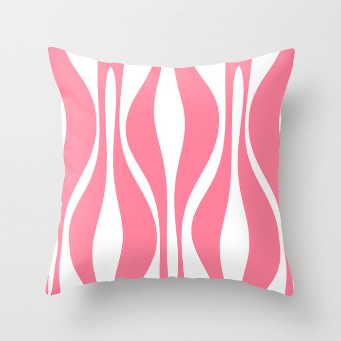 Mid Century Modern Abstract Lounge Pattern in Pink and White Throw Pillow Gallery Image 1