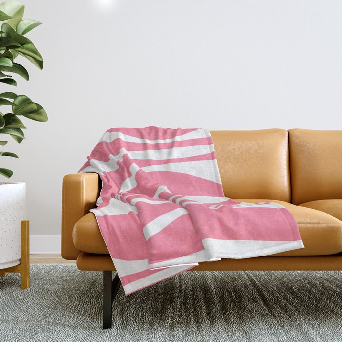 Mid Century Modern Abstract Lounge Pattern in Pink and White Throw Blanket Gallery Image 1