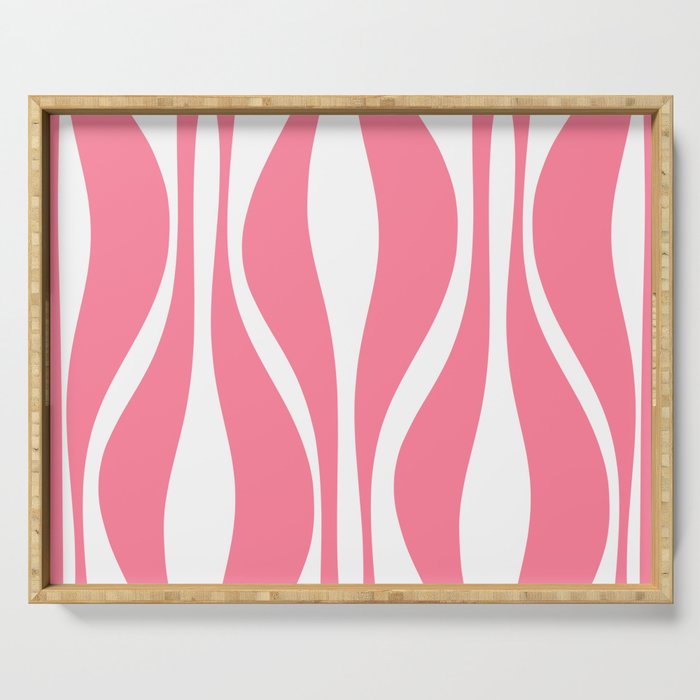 Mid Century Modern Abstract Lounge Pattern in Pink and White Serving Tray Gallery Image 1