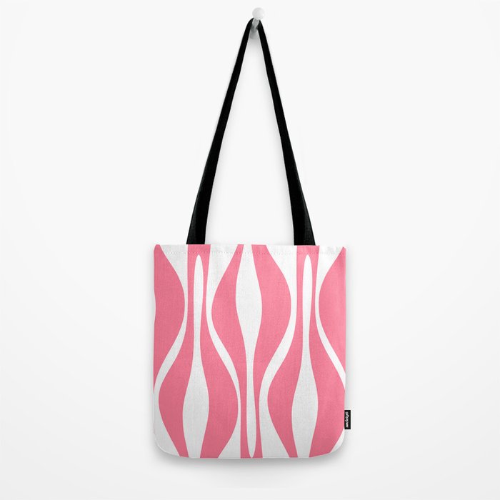 Mid Century Modern Abstract Lounge Pattern in Pink and White Tote Bag Gallery Image 2