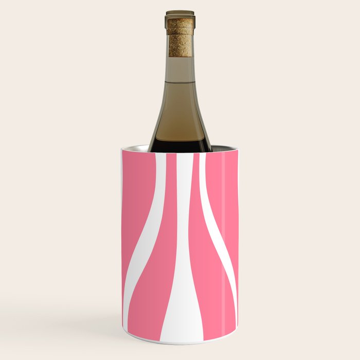 Mid Century Modern Abstract Lounge Pattern in Pink and White Wine Chiller Gallery Image 3