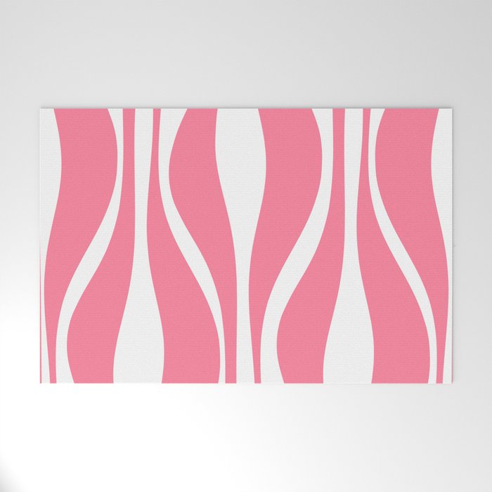 Mid Century Modern Abstract Lounge Pattern in Pink and White Welcome Mat Gallery Image 1