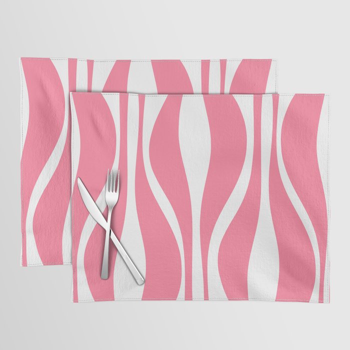 Mid Century Modern Abstract Lounge Pattern in Pink and White Placemat Gallery Image 1