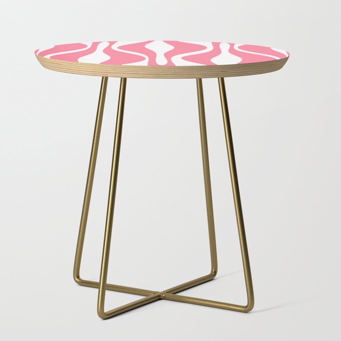 Mid Century Modern Abstract Lounge Pattern in Pink and White Side Table Gallery Image 1