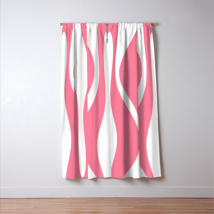 Mid Century Modern Abstract Lounge Pattern in Pink and White Window Curtain Gallery Image 3