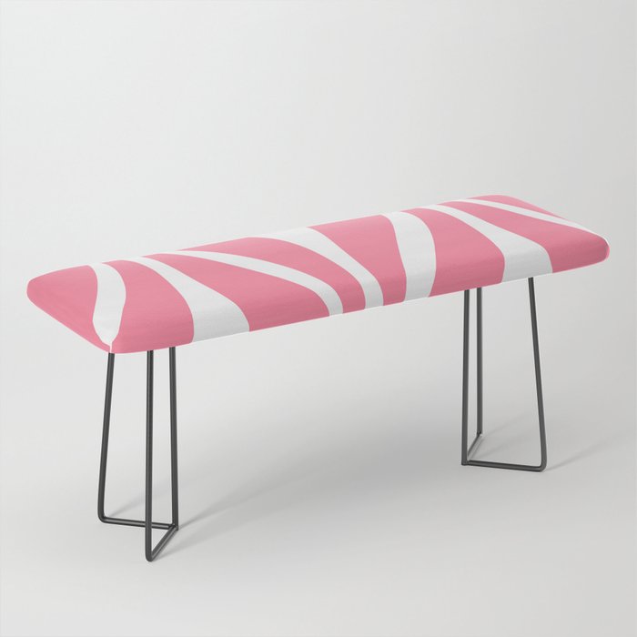 Mid Century Modern Abstract Lounge Pattern in Pink and White Bench Gallery Image 1